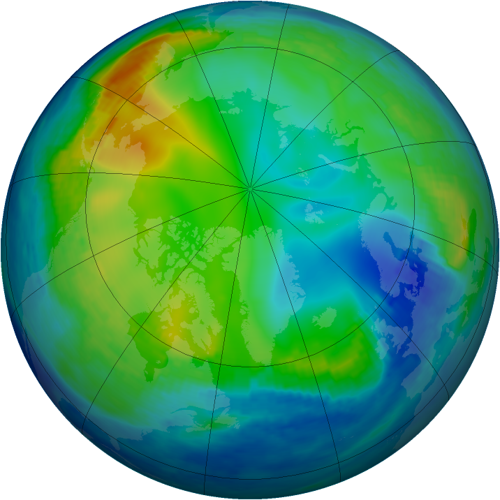 Arctic ozone map for 30 November 1992